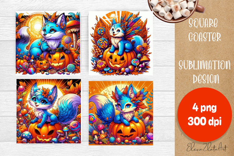 Halloween coaster, cute animal square coaster