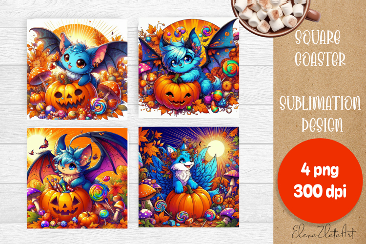 Halloween coaster, cute animal square coaster