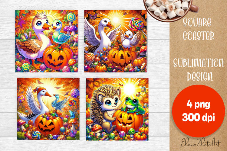 Halloween coaster, cute animal square coaster
