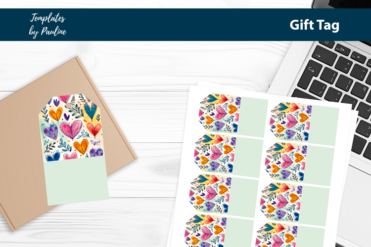 Orange Heart Gift Tag Sheet, Printable Heart Product Label