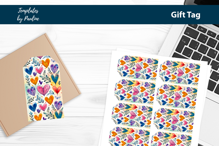 Orange Heart Gift Tag Sheet, Printable Heart Product Label
