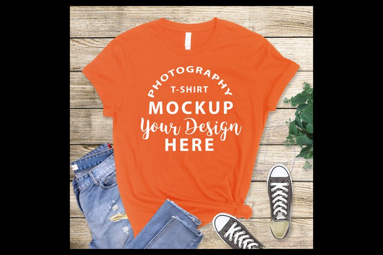 Bella Canvas 3001 t-shirt mock-up ORANGE example image 1