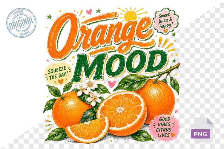 Orange Mood Citrus Summer Sublimation PNG Design
