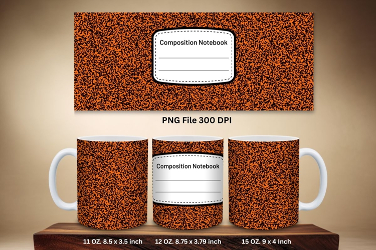11oz & 15oz Mug Composition Book Design Teacher School Theme