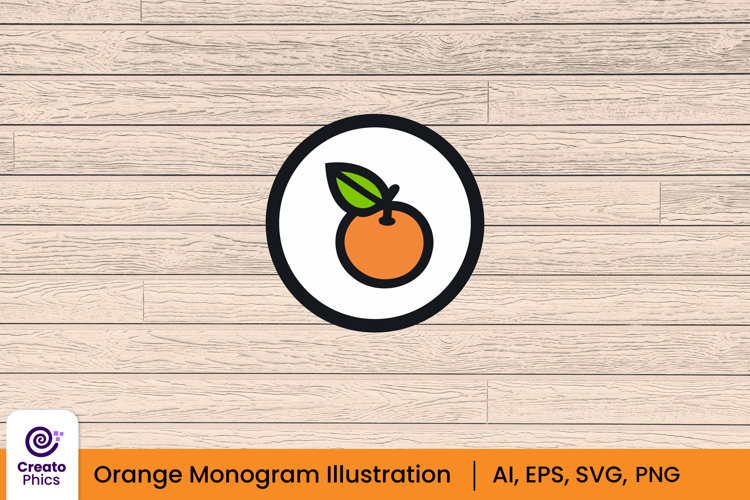 orange monogram vector illustration | circular fruit sign