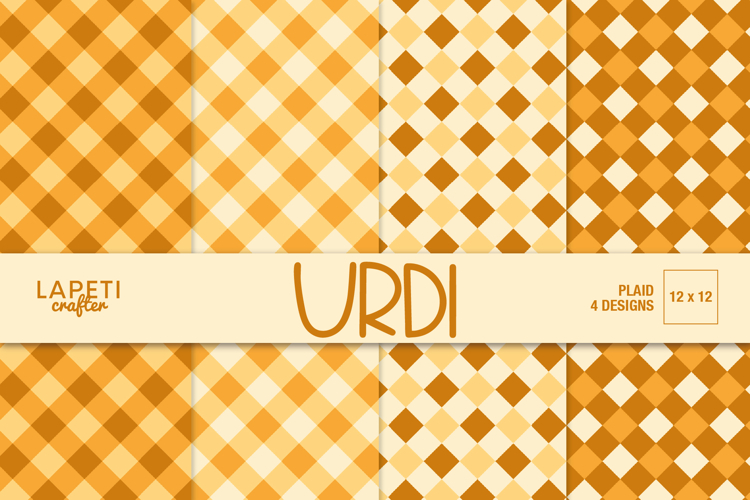 Orange Plaid Digital Paper, 12x12 Fall Patterns