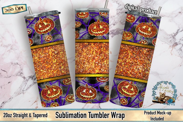 spooky pumpkin tumbler, tumbler wrap, sublimation, tumbler design