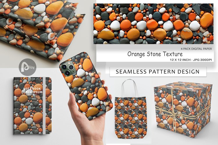 Digital Paper Orange Stone Texture
