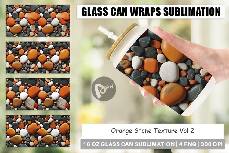 Glass Can Wraps Orange Stone Texture