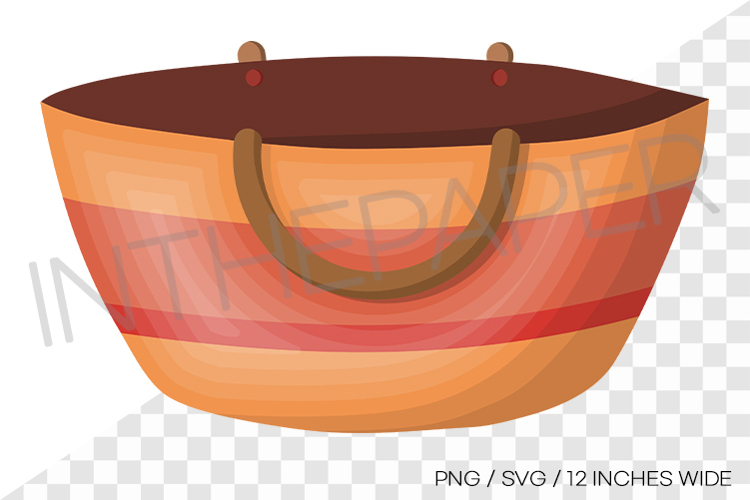 Orange tone tote bag PNG summer clipart illustration svg example image 1