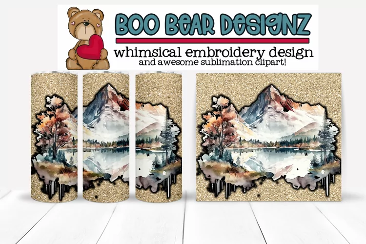 Watercolor Mountains Sublimation tumbler design