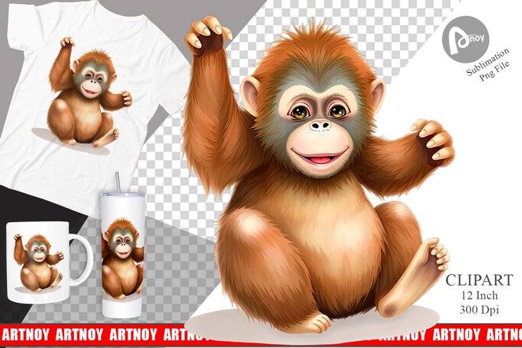 Watercolor Clipart Orangutan Wildlife 5183162 