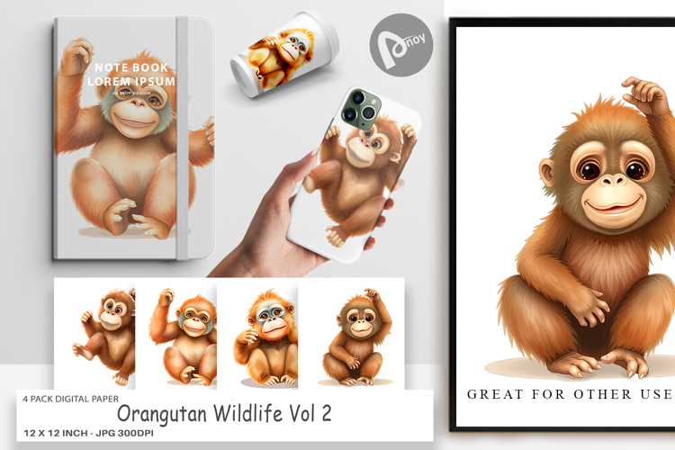 Digital Paper Orangutan Wildlife