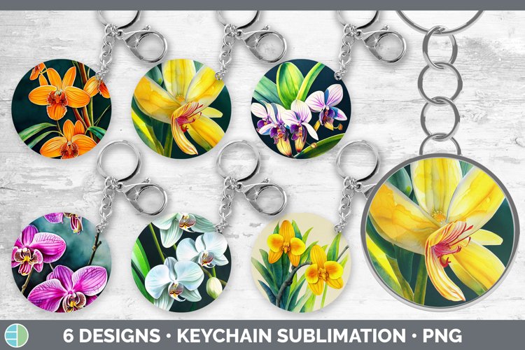 Orchids Keychain Bundle Keyring Sublimation Designs