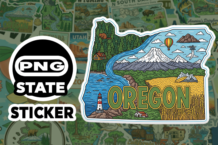 Oregon Sticker PNG SVG | State Outline Decal File