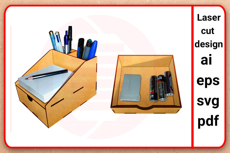 Laser cut Small desk organizer SVG template DIY crafts