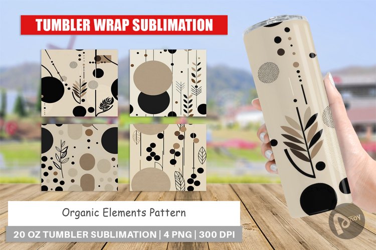 Tumbler Wrap Organic Elements Pattern