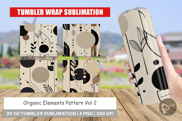 Tumbler Wrap Organic Elements Pattern