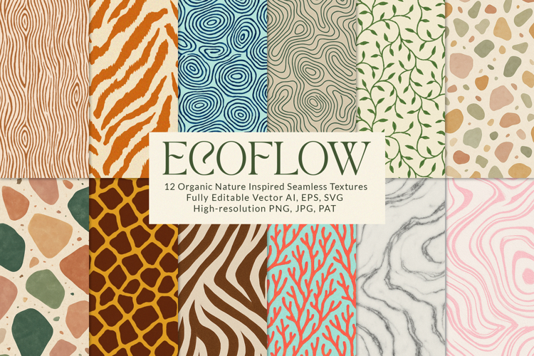 Eco Flow 12 Organic Seamless Patterns and Natural Textures