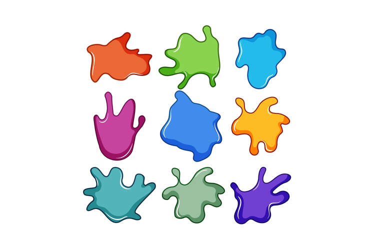 Colorful liquid splash blobs forming organic shapes