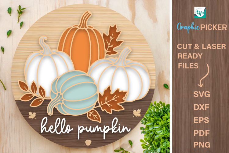 Hallo Pumpkin Outline Sign, SVG Laser Cut File, Hallo Fall