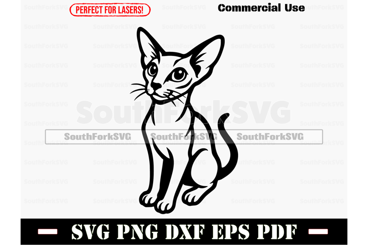 Oriental Shorthair Cat Begging Design SVG PNG DXF EPS PDF