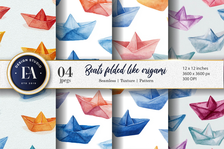 Origami Boats Seamless Digital Artwork Digital Paper