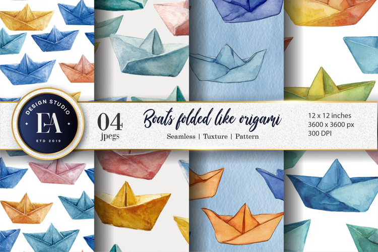 Origami Boats Seamless Digital Artwork Digital Paper