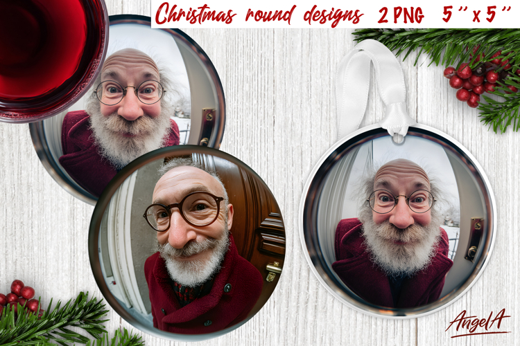 Christmas round coaster Humor adult ornament Santa Claus PNG