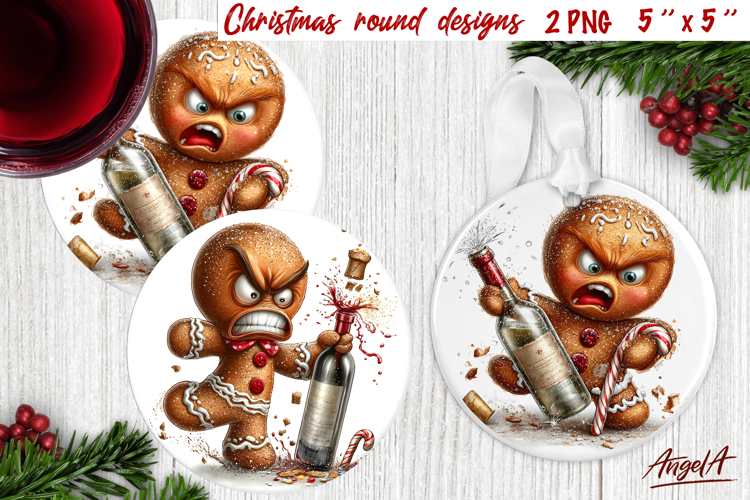 Christmas round coaster Humor adult ornament gingerbread man