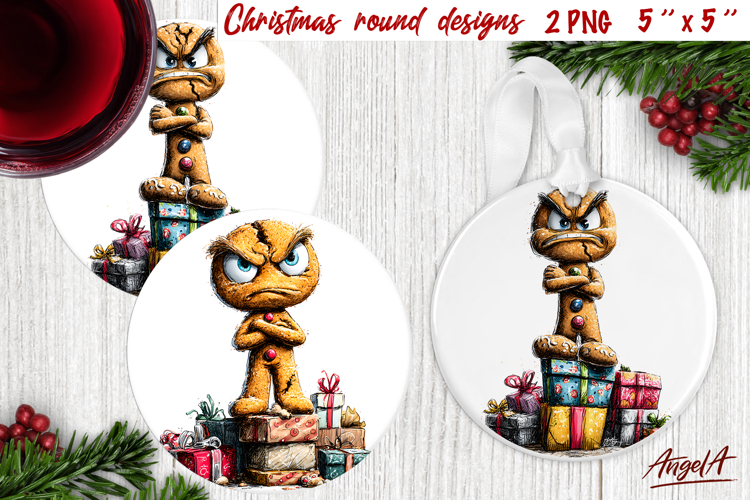 Christmas round coaster Humor adult ornament gingerbread man