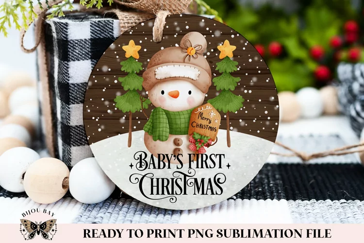 Cute Snowman Baby Christmas Ornament Sublimation PNG File