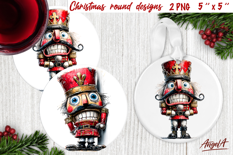 Christmas round coaster Humor adult ornament Nutcracker PNG