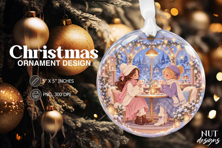 Christmas ornament Cozy Christmas Cafe Ornament sublimation