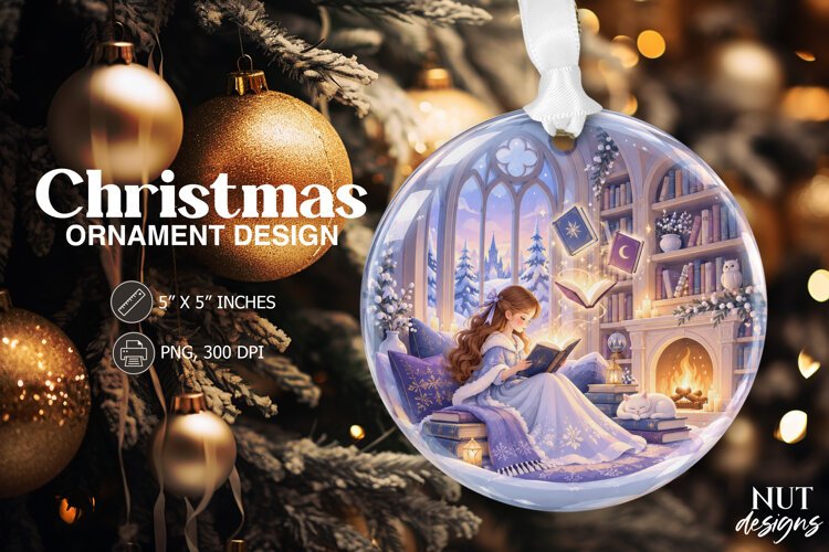 Christmas ornament Cozy Christmas Reading Ornament example image 1