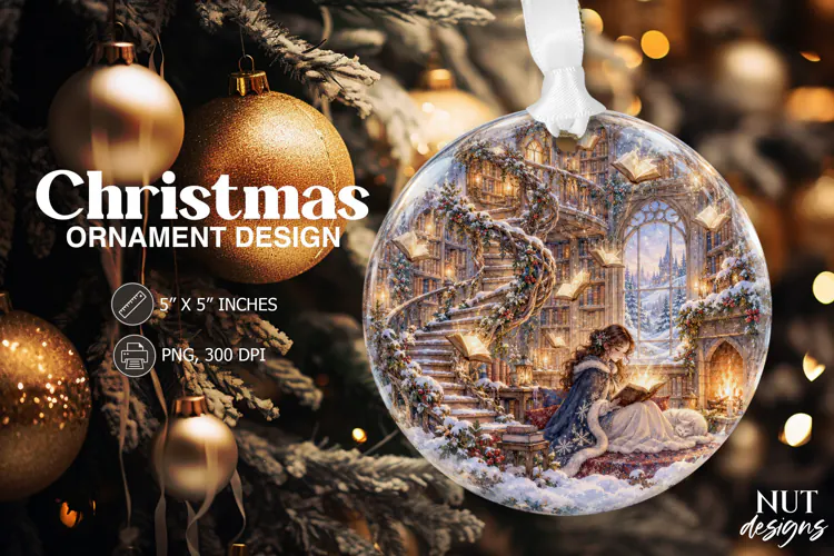 Enchanted Christmas Library Ornament