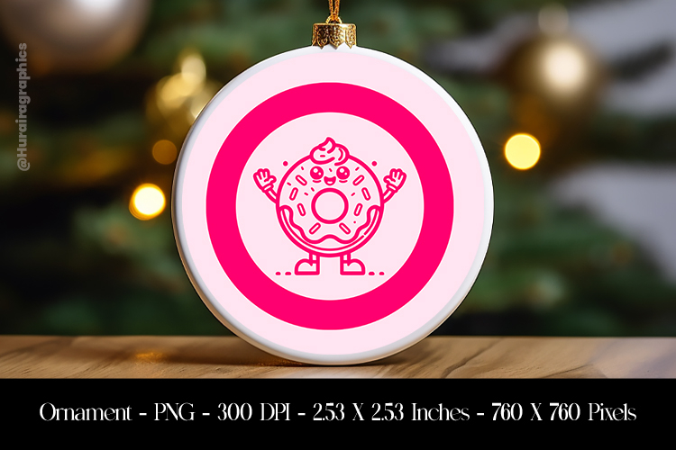 Cute Donut Ornament Sublimation Design PNG