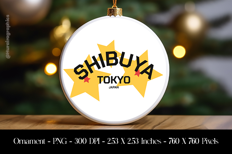 Shibuya Tokyo Japan Ornament Sublimation Design PNG
