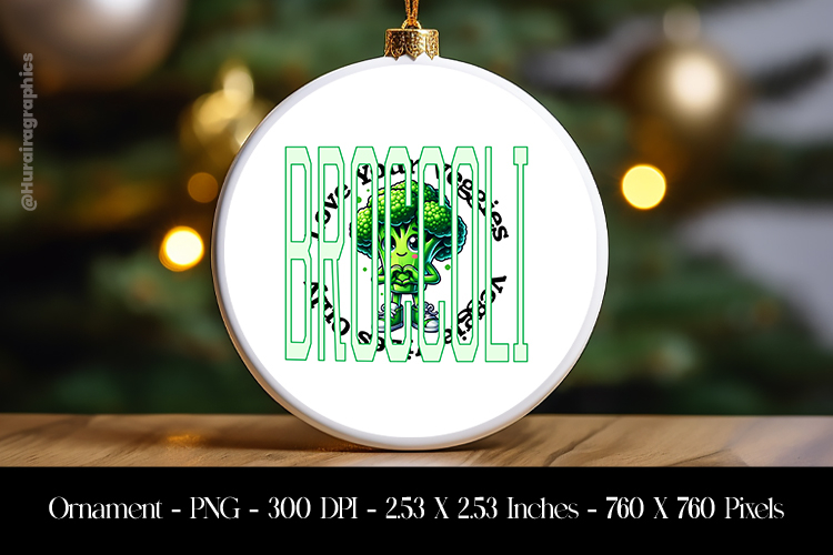 Broccoli Ornament Sublimation Design PNG