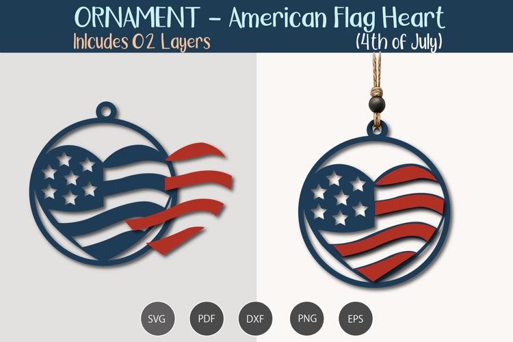 American Flag heart Ornament