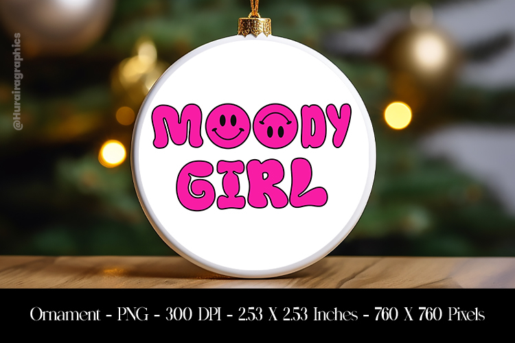 Moody Girl Ornament Sublimation Design PNG