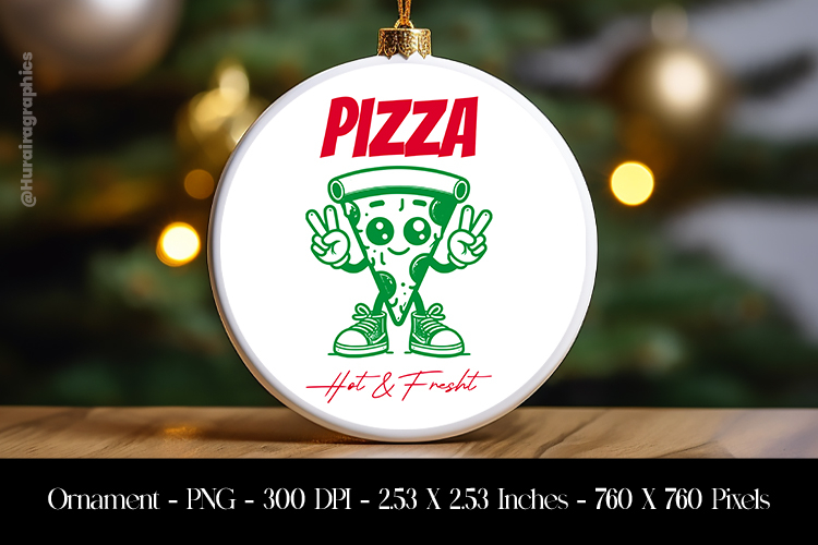 Pizza Hot   Fresh Ornament Sublimation Design PNG