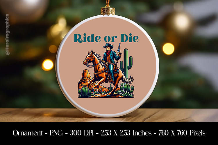 Ride or Die Ornament Sublimation Design PNG