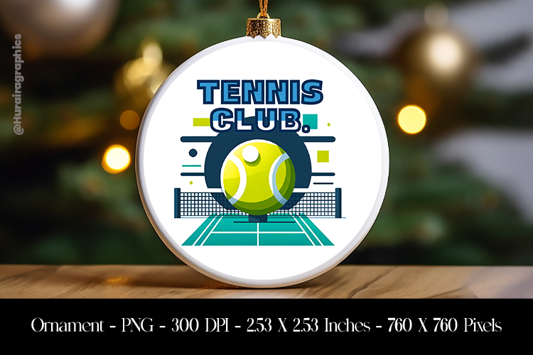 Tennis Club Ornament Sublimation Design PNG