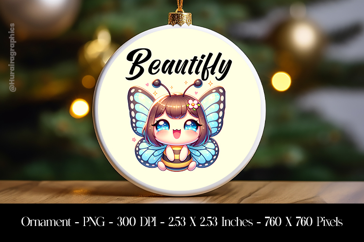 Beautifly Ornament Sublimation Design PNG