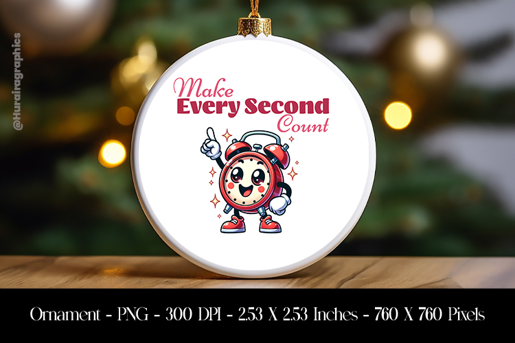Make Every Second Count Ornament Sublimation Design PNG