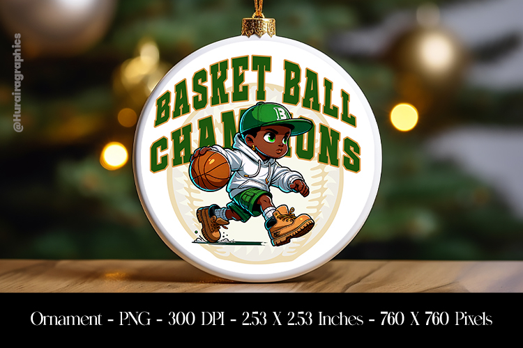 Basket Ball Champions Ornament Sublimation Design PNG