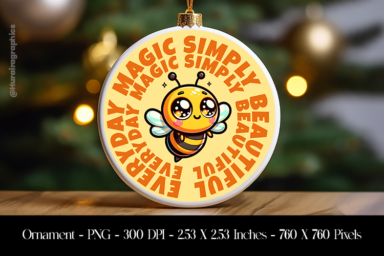Cute Bee Ornament Sublimation Design PNG