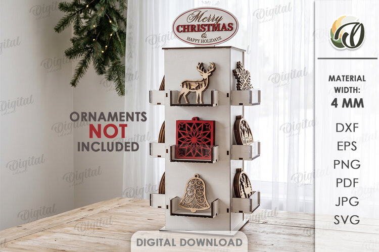 Christmas Ornaments Display Stand Laser Cut. Christmas SVG example image 1