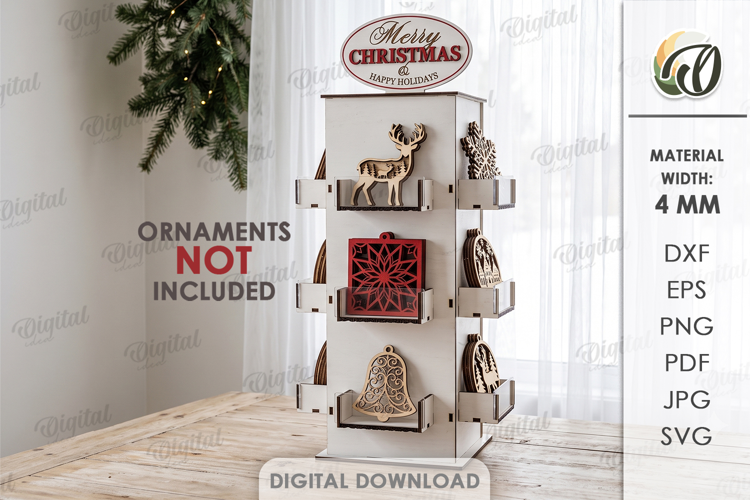 Christmas Ornaments Display Stand Laser Cut. Christmas SVG